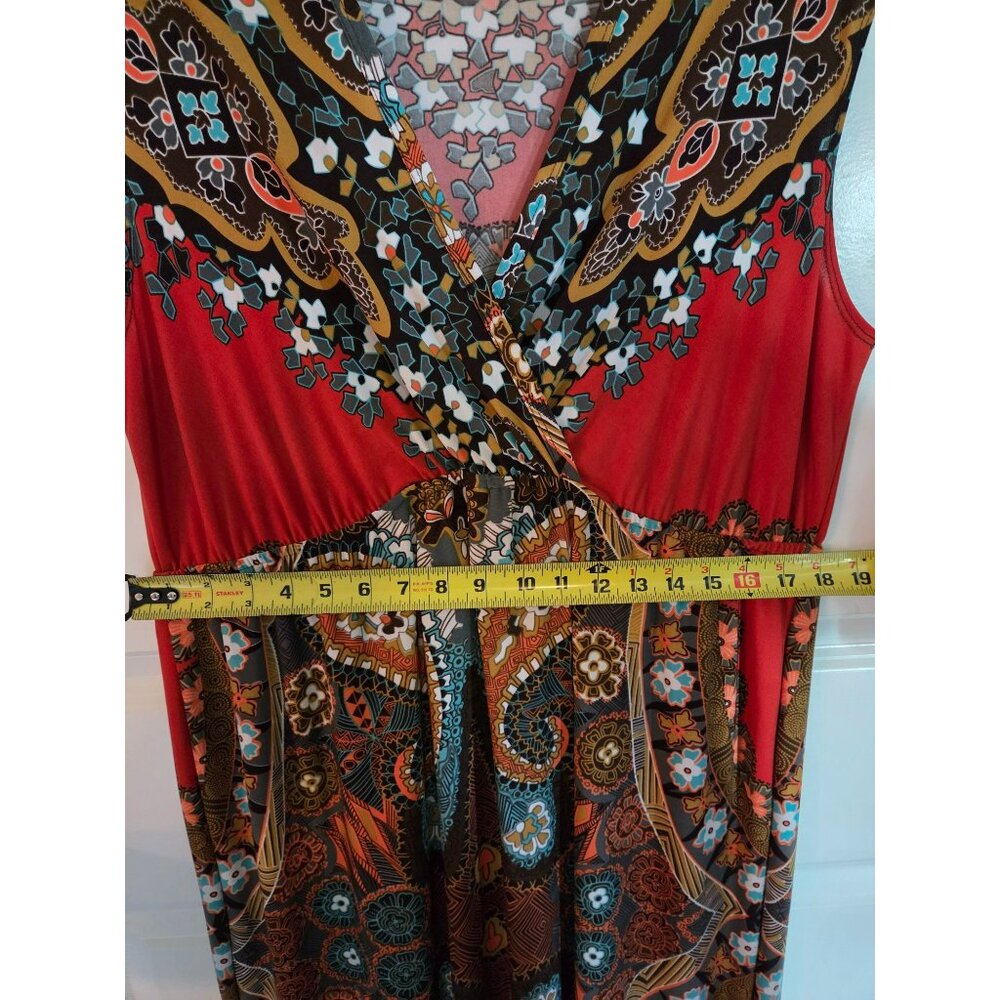 Moa Moa Women 2x plus size floor length dress orange/brown - Picture 6 of 8